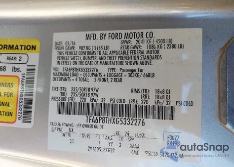 2016 Ford Mustang Ecoboost z USA, uszkodzony, nr VIN 1FA6P8THXG5332276